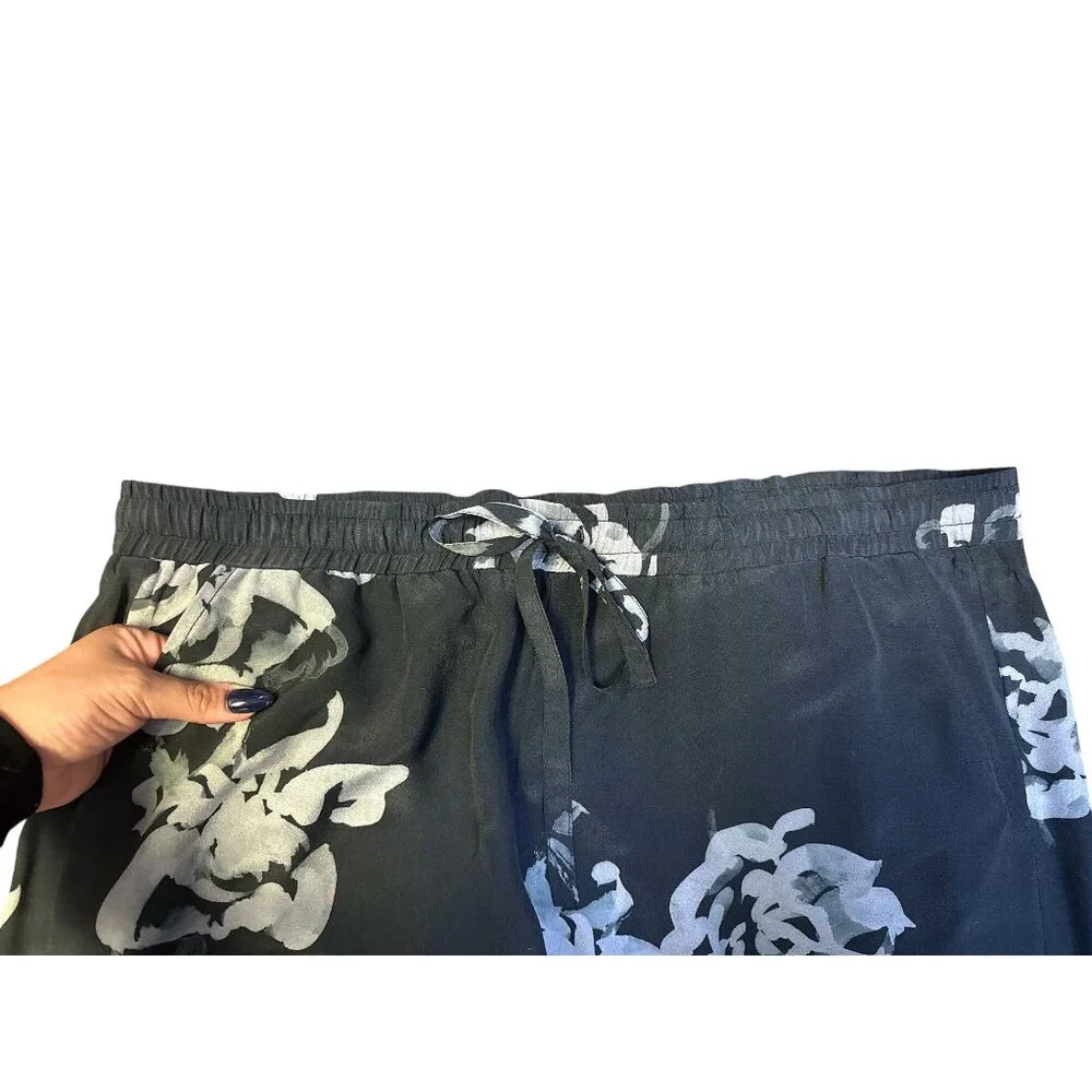 Biya by Johnny Was Silk Floral Print Black & Gray Pants Size XL - Picture 4 of 8